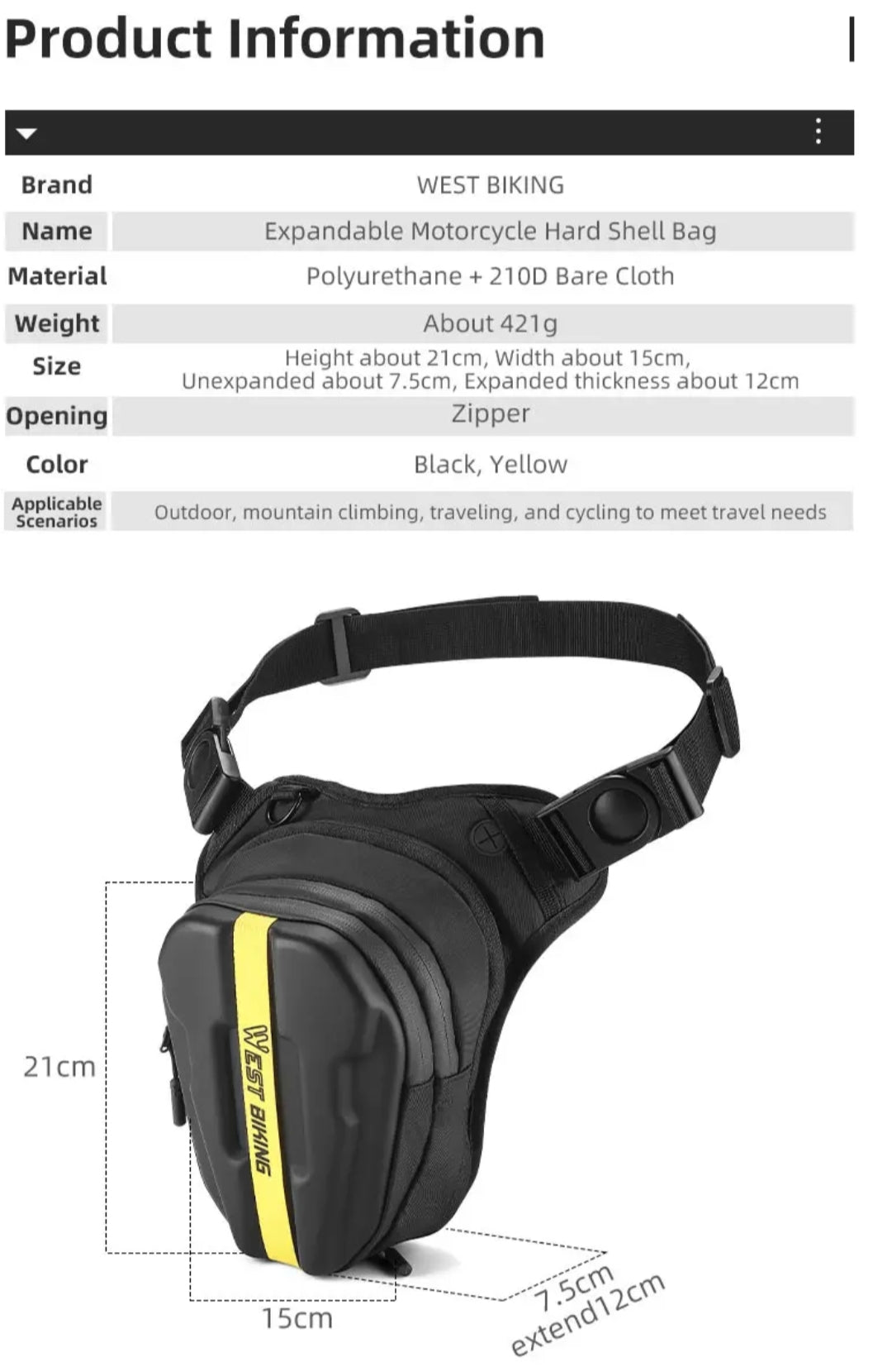 Magnetic Motorcycle Tank Bag For Triumph Starps Waist Bag Leg Bag Black