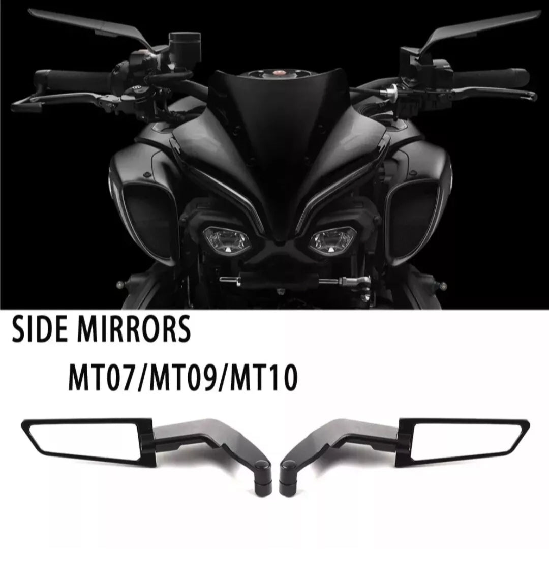 Yamaha MT07 MT09 MT10 winglet mirrors CNC aluminium black