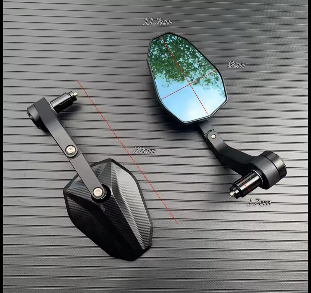 Bar End Motorcycle Foldable Mirrors – CNC Aluminum Rear View Mirrors for Naked Bikes | Universal Fit for Most Models Including Yamaha MT, Kawasaki Z, Honda CB, Ducati Monster, KTM Duke