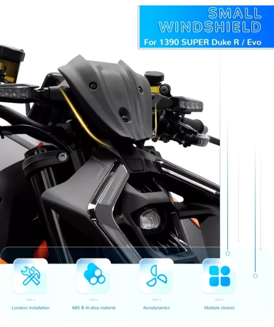 KTM 1390 Super Duke R EVO 2024 Fly Screen Front Windshield ABS Carbon Look