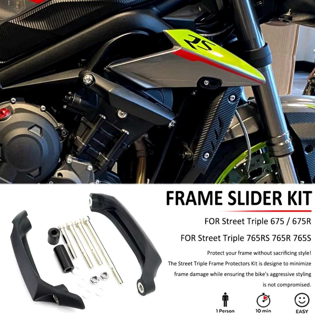 Triumph Street Triple 765R 765RS 675 675R Engine Guard Crash Protector Black
