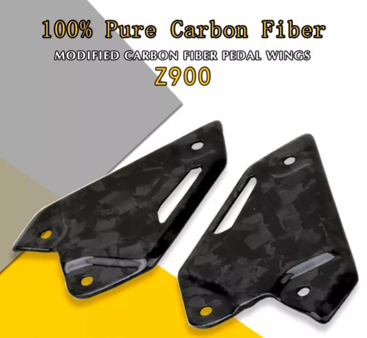 Kawasaki Z900 Heel Guard Plates Real Forged Carbon Fiber