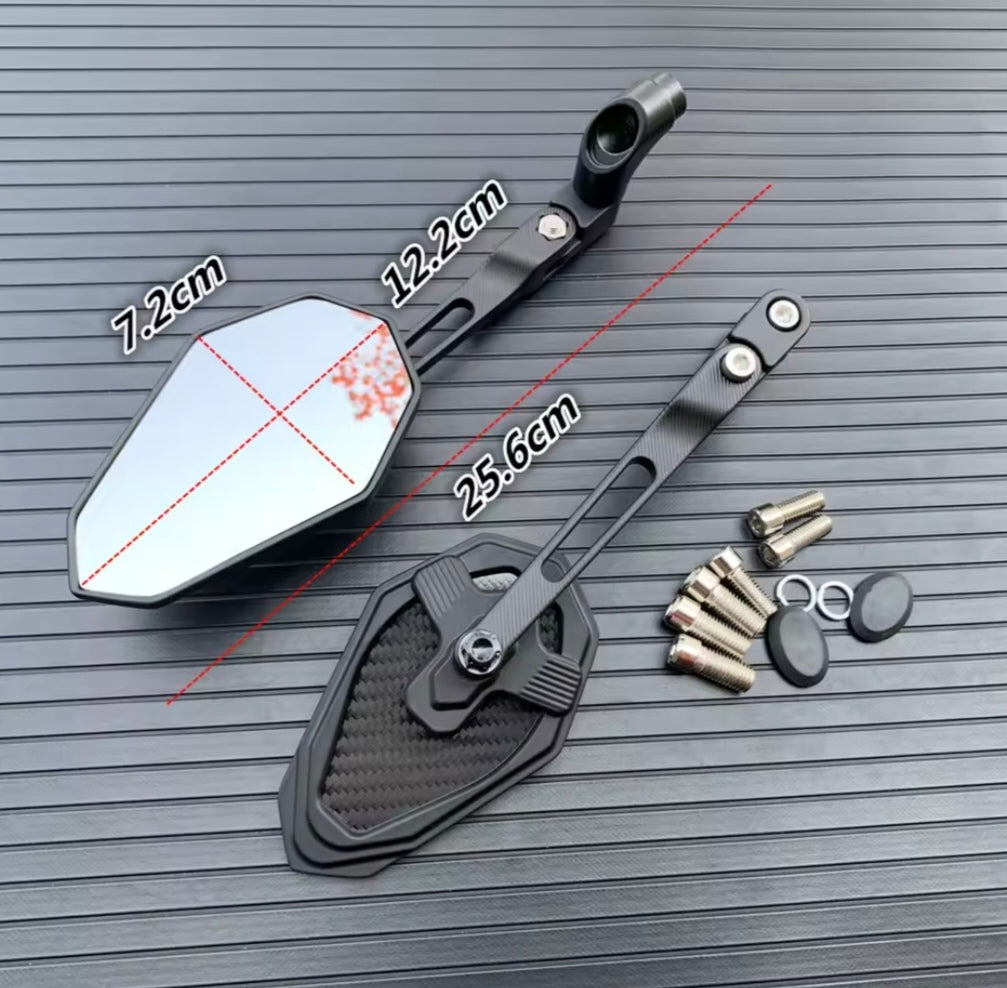 Aprilia Tuono 660 / V4 / 1100 Aluminum Motorcycle Mirrors – Carbon Look Adjustable Rear View Side Mirrors for Sport Bikes, Cruisers & Scooters