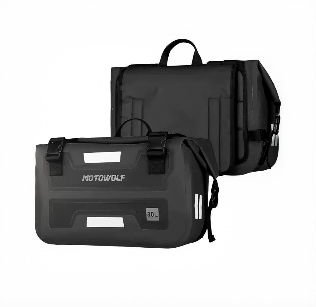 Adventure Touring 60L Waterproof Motorcycle Saddle Bags – Heavy Duty 500D PVC Touring Side Panniers (Set of 2) Black