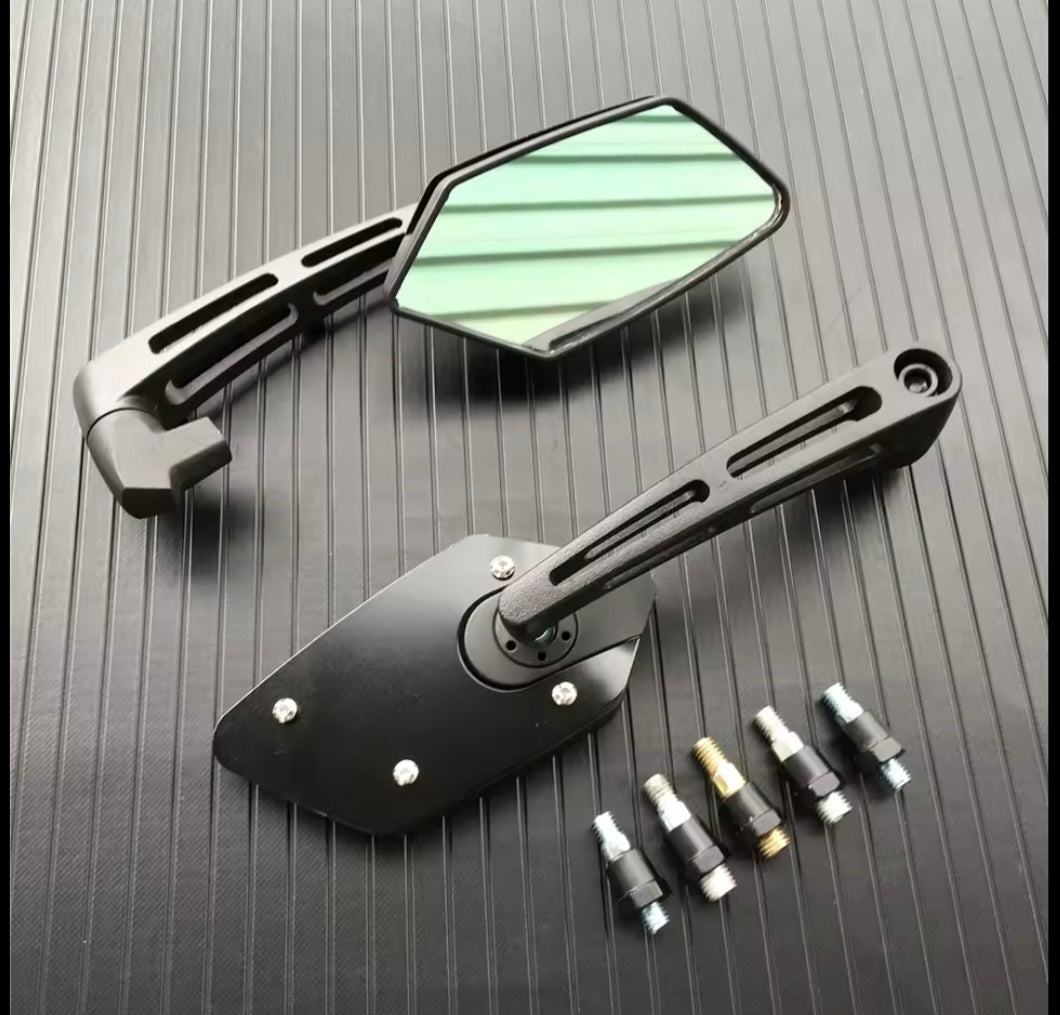 Universal 8mm 10mm Motorcycle Rearview Mirrors – Convex HD Side Mirrors for Scooter & E-Bike (Black, Pair)