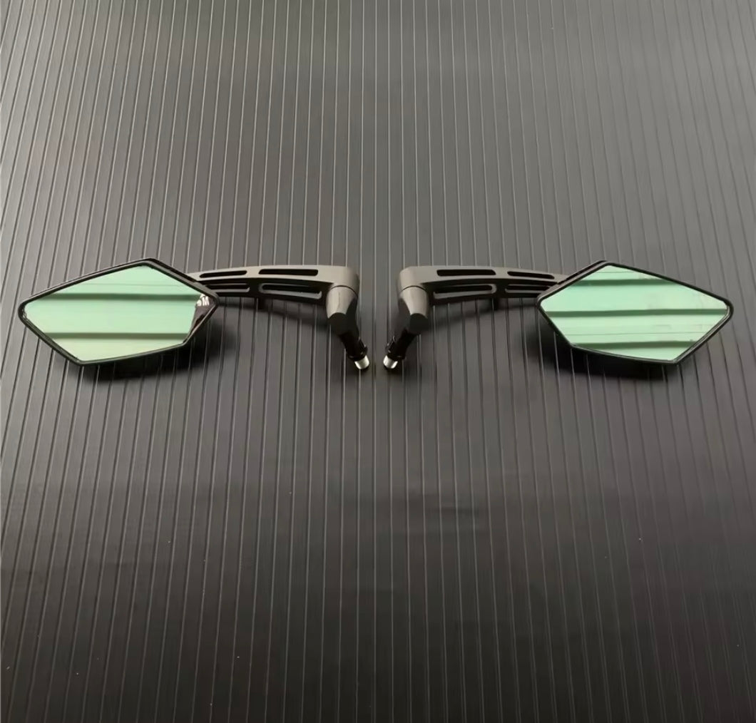 Universal 8mm 10mm Motorcycle Rearview Mirrors – Convex HD Side Mirrors for Scooter & E-Bike (Black, Pair)