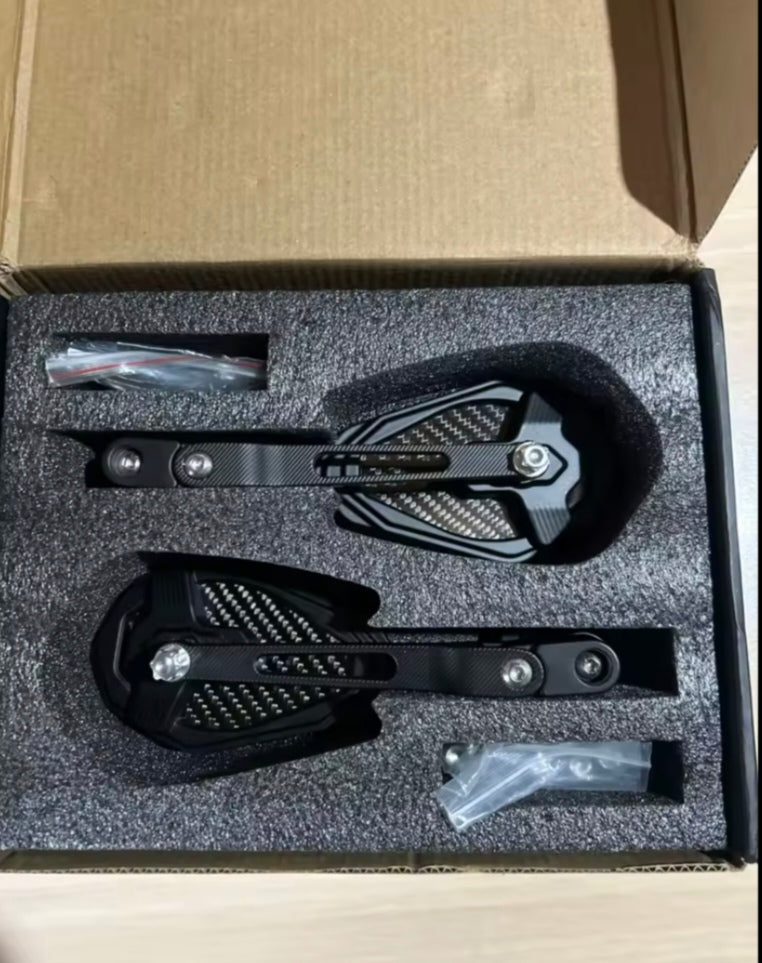 Aprilia Tuono 660 / V4 / 1100 Aluminum Motorcycle Mirrors – Carbon Look Adjustable Rear View Side Mirrors for Sport Bikes, Cruisers & Scooters