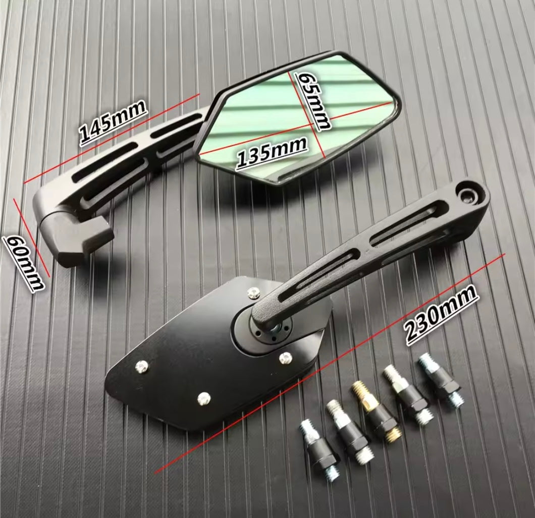 Universal 8mm 10mm Motorcycle Rearview Mirrors – Convex HD Side Mirrors for Scooter & E-Bike (Black, Pair)