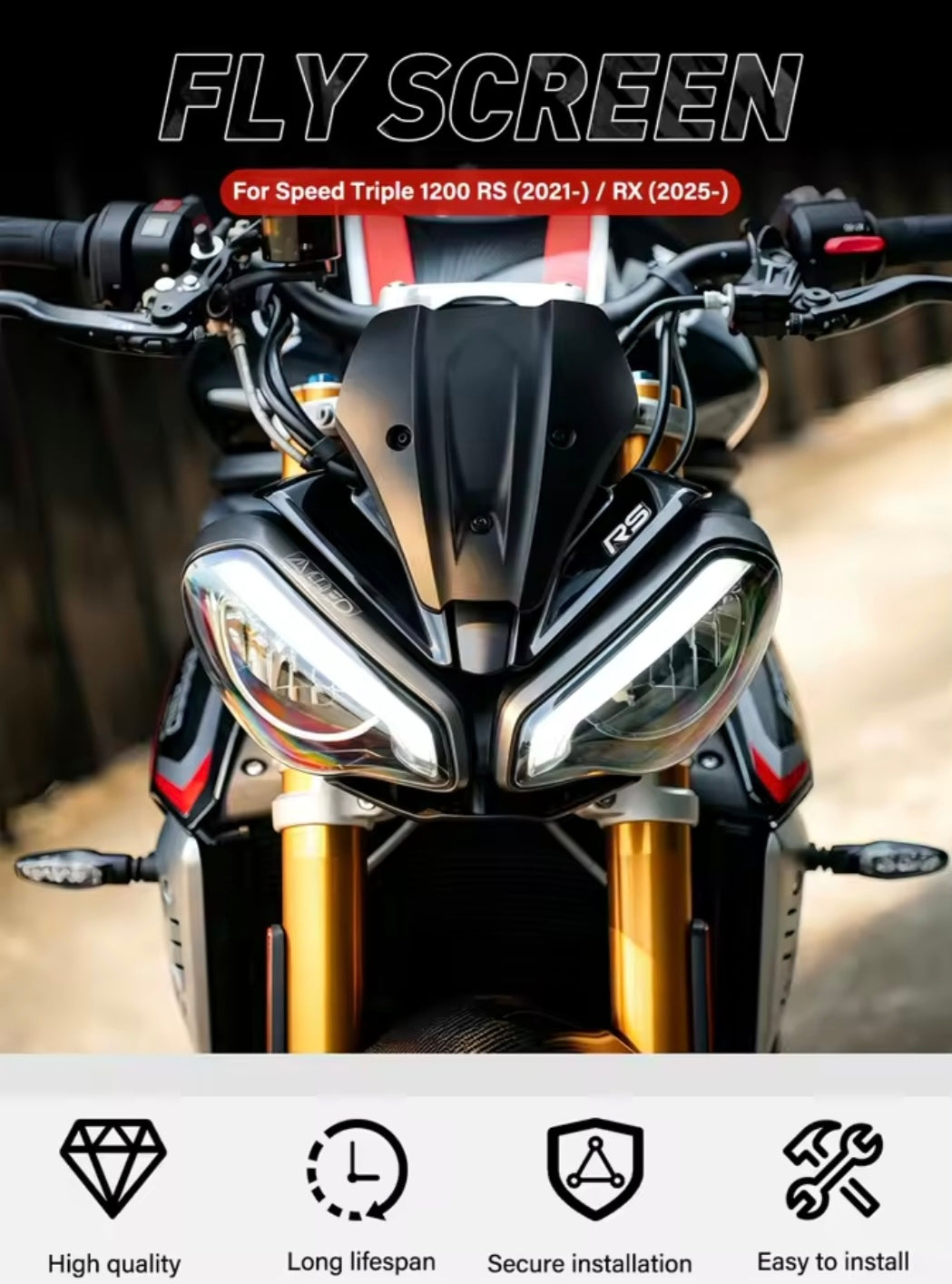 Triumph Speed Triple 1200RS Sport Fly Screen Windshield Wind Deflector ABS
